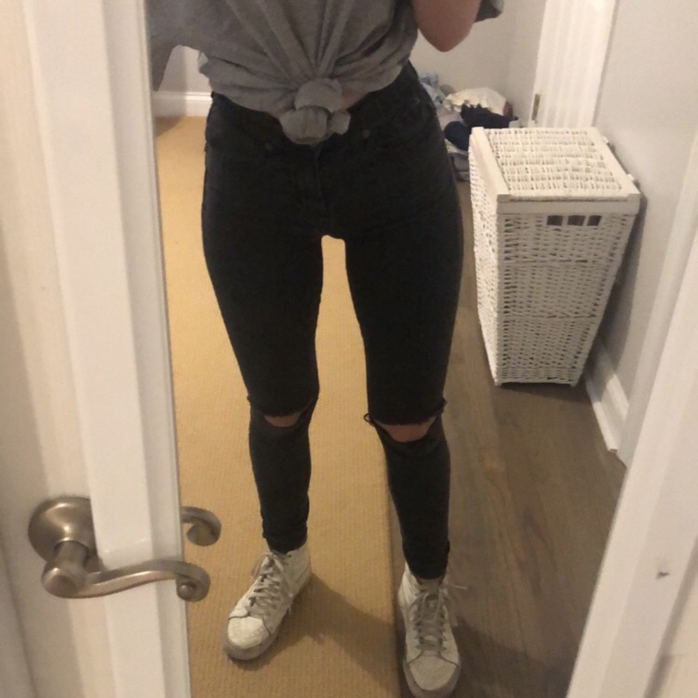 Black Mudd Knee Ripped Skinny Jeans